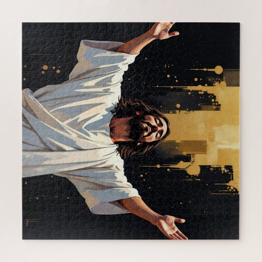 Jesus Christ Our Savior | Black and Gold Legpuzzel (Horizontaal)