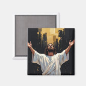 Jesus Christ Our Savior | Black and Gold Magneet (Voorkant / Achterkant)