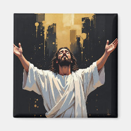 Jesus Christ Our Savior | Black and Gold Magneet