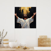 Jesus Christ Our Savior | Black and Gold Poster (Keuken)