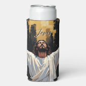 Jesus Christ Our Savior | Black and Gold Seltzer Blikjeskoeler (Seltzer Voorkant)