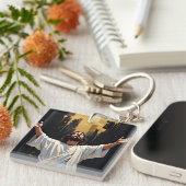 Jesus Christ Our Savior | Black and Gold Sleutelhanger (Voorkant Rechts)