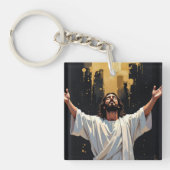 Jesus Christ Our Savior | Black and Gold Sleutelhanger (Voorkant)