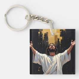 Jesus Christ Our Savior | Black and Gold Sleutelhanger
