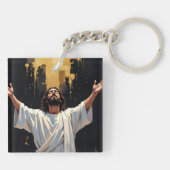 Jesus Christ Our Savior | Black and Gold Sleutelhanger (Achterkant)