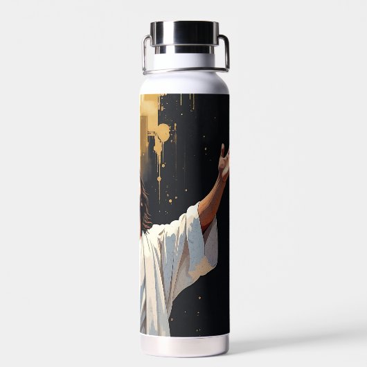 Jesus Christ Our Savior | Black and Gold Waterfles (Achterkant)
