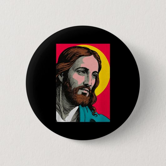 Jesus Christ P Art Religious Easter &amp; Christma Ronde Button 5,7 Cm (Voorkant)
