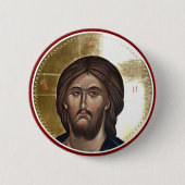 Jesus Christ Pantocrator Icon Ronde Button 5,7 Cm (Voorkant)