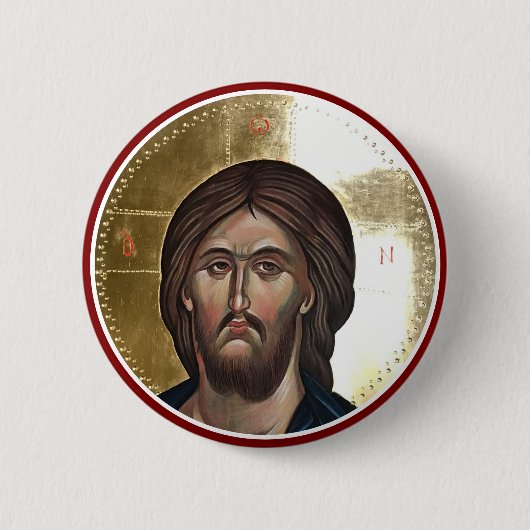 Jesus Christ Pantocrator Icon Ronde Button 5,7 Cm (Voorkant)