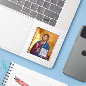 Jesus Christ Pantocrator Icon Sticker (Laptop met iPhone)