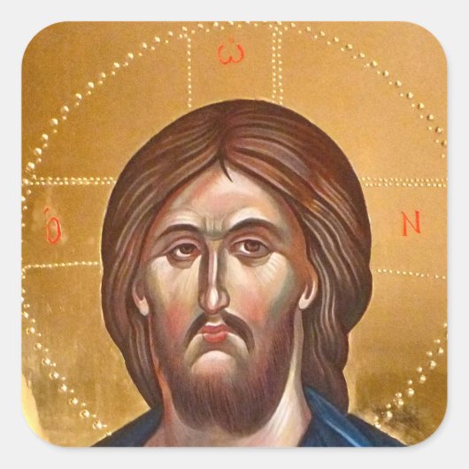 Jesus Christ Pantocrator Painting Vierkante Sticker (Voorkant)