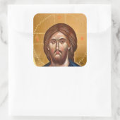 Jesus Christ Pantocrator Painting Vierkante Sticker (Tas)