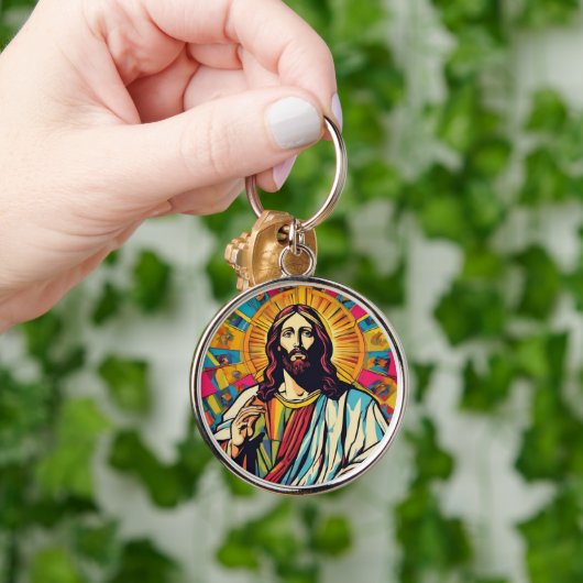 Jesus Christ Pop Art Keyring Sleutelhanger (Hand)
