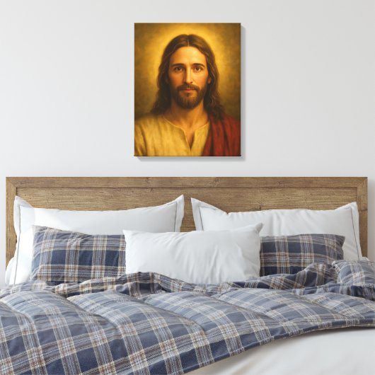 Jesus Christ Portrait #1™ LDS Muurschildersdoek Canvas Afdruk (Insitu (Slaapkamer))