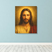 Jesus Christ Portrait #1™ LDS Muurschildersdoek Canvas Afdruk (Insitu (Houten vloer))