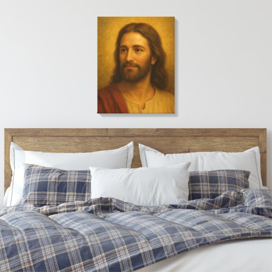 Jesus Christ Portrait #2™ LDS Muurschildersdoek Canvas Afdruk (Insitu (Slaapkamer))