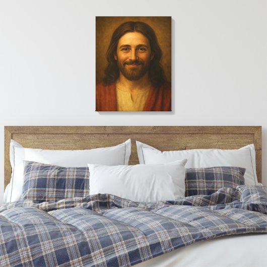 Jesus Christ Portrait #3™ LDS Muurschildersdoek Canvas Afdruk (Insitu (Slaapkamer))