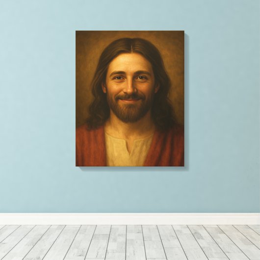 Jesus Christ Portrait #3™ LDS Muurschildersdoek Canvas Afdruk (Insitu (Houten vloer))