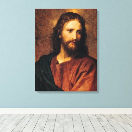 Jesus Christ, Portrait by Heinrich Hofmann Canvas Afdruk (Insitu (Houten vloer))