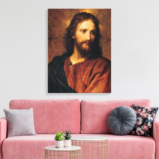 Jesus Christ, Portrait by Heinrich Hofmann Canvas Afdruk (Insitu (Woonkamer))