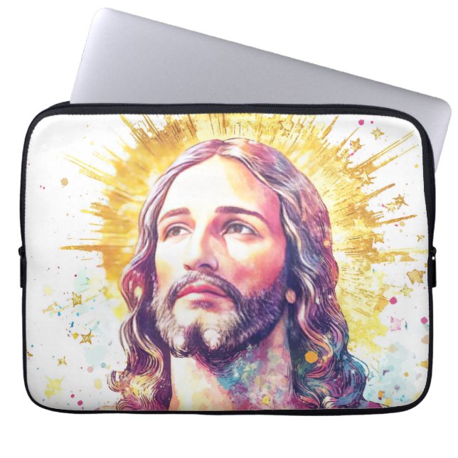 Jesus Christ Portrait Christian Religious Design Laptop Sleeve (Voorkant)