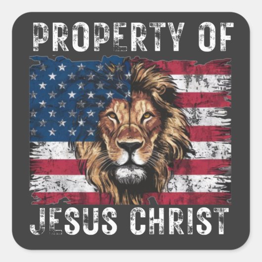 Jesus Christ Property Christelijk Lion Judah 4 jul Vierkante Sticker (Voorkant)