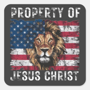 Jesus Christ Property Christelijk Lion Judah 4 jul Vierkante Sticker