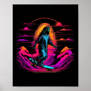 Jesus Christ Skateboarding - Retro Christelijke Sk Poster