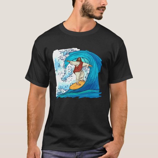 Jesus Christ Surfing Summer Surfer Surfboard T-shirt (Voorkant)