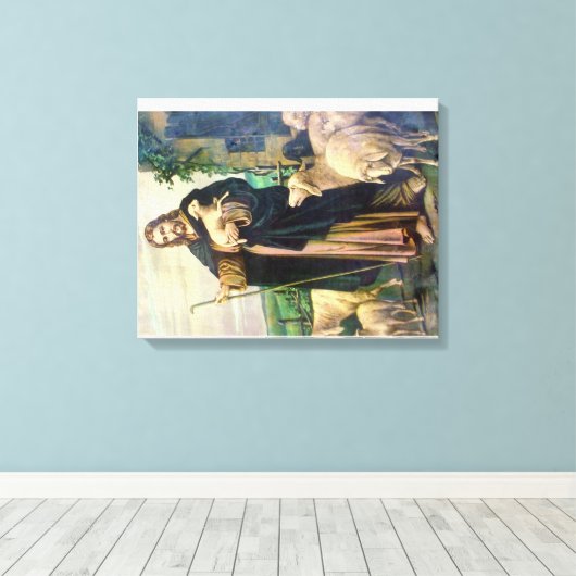 JESUS CHRIST THE GOOD SHEPHERD CANVAS AFDRUK (Insitu (Houten vloer))