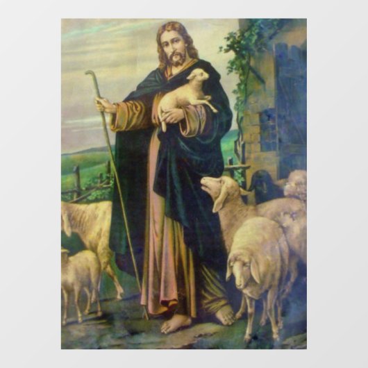 JESUS CHRIST THE GOOD SHEPHERD RAAMSTICKER (Vel)