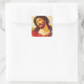 jesus christ thorn crown  art schilderij vierkante sticker (Tas)