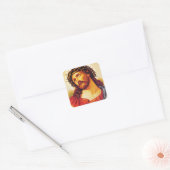 jesus christ thorn crown  art schilderij vierkante sticker (Envelop)