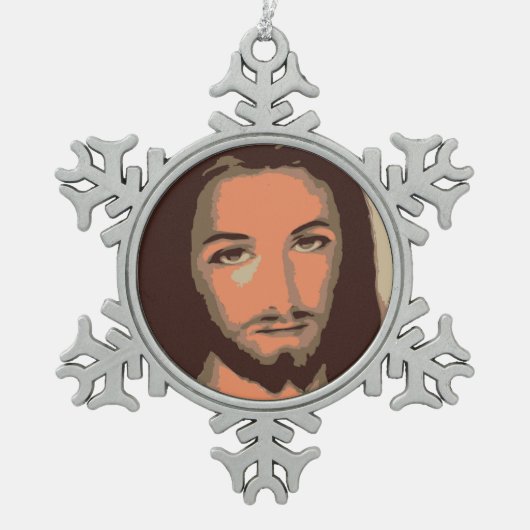 JESUS CHRIST TIN SNEEUWVLOK ORNAMENT (Voorkant)