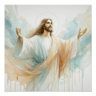 Jesus Christ Waterverf Art Perfect Poster
