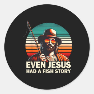 Jesus Christelijke Byss Vissen Zelfs Jezus Had Vis Ronde Sticker