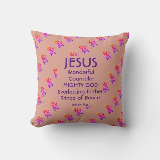 JESUS Christelijke scripts Isaiah 9:6 PINK Kussen (Voorkant)