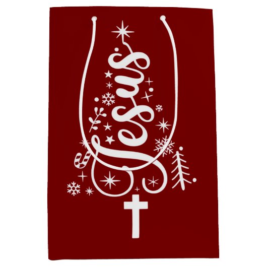 Jesus Christian Christmas Bible Verse Faith Medium Cadeauzakje (Voorkant)