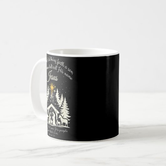 Jesus Christian Christmas Xmas Tree Family Pajamas Koffiemok (Voorkant links)