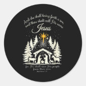 Jesus Christian Christmas Xmas Tree Family Pajamas Ronde Sticker (Voorkant)
