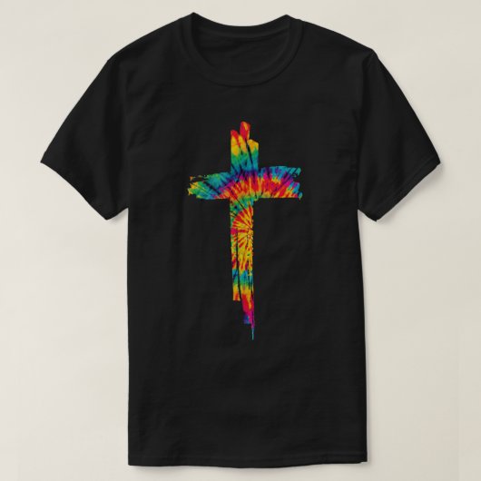Jesus Christian Cross Tie Dye Rainbow Religious Bi T-shirt (Design voorkant)