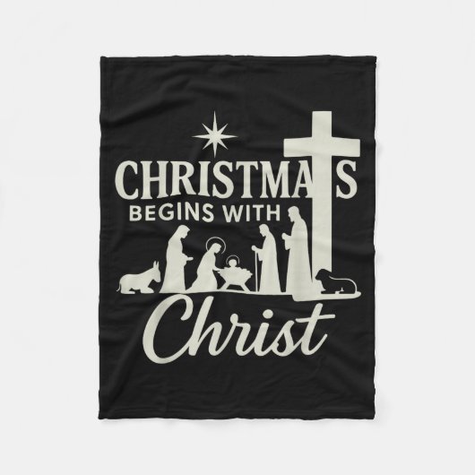 Jesus Christmas Begins With Christ Pjs Pajamas Tod Fleece Deken (Voorkant)