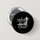 Jesus Christmas Begins With Christ Pjs Pajamas Tod Ronde Button 5,7 Cm (Voorkant /achterkant)