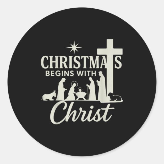 Jesus Christmas Begins With Christ Pjs Pajamas Tod Ronde Sticker (Voorkant)