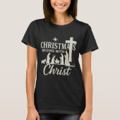 Jesus Christmas Begins With Christ Pjs Pajamas Tod T-shirt (Voorkant)