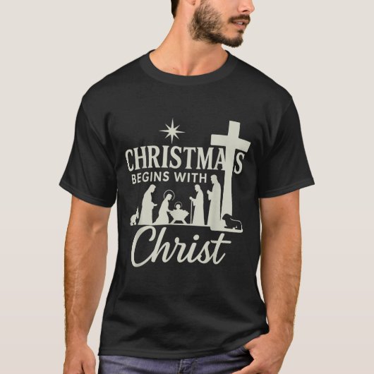 Jesus Christmas Begins With Christ Pjs Pajamas Tod T-shirt (Voorkant)