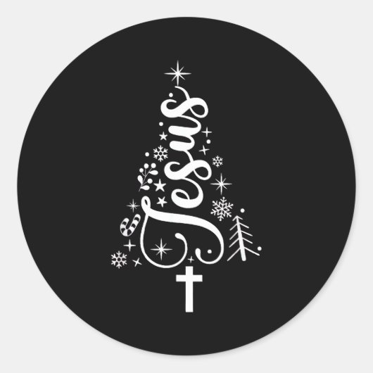 Jesus Christmas Tree Bible Verse  Ronde Sticker (Voorkant)