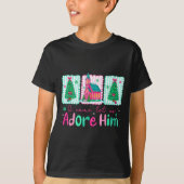 Jesus Christmas Xmas Tree Preppy Oh Come Let Us Ad T-shirt (Voorkant)