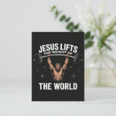 Jesus Christus Deadlifting Feestdagenkaart (Staand voorkant)