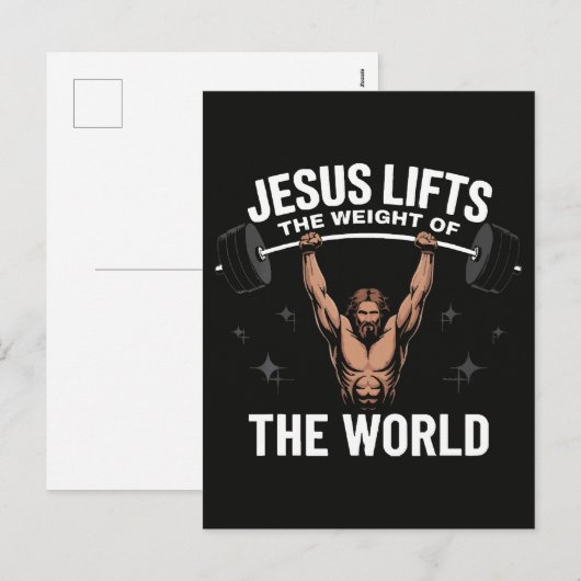 Jesus Christus Deadlifting Feestdagenkaart (Voorkant / Achterkant)